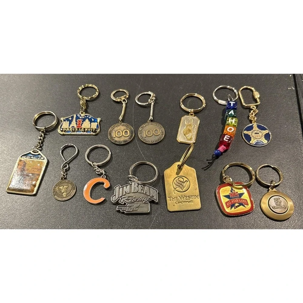 Large Lot Of 13 Collectible Keychains Jim Bean‎ Tahoe Golf Variety